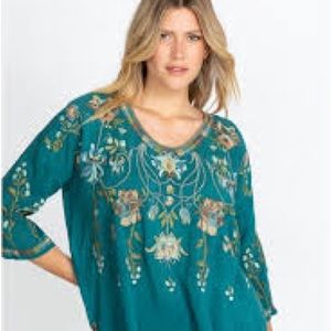 Johnny Was Milicent Teal Green Top